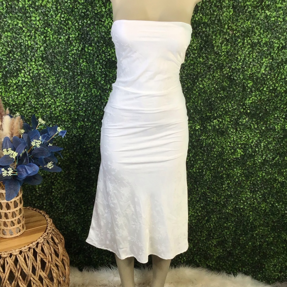 NWT Altar'd State white jacquard floral Strapless White Dress